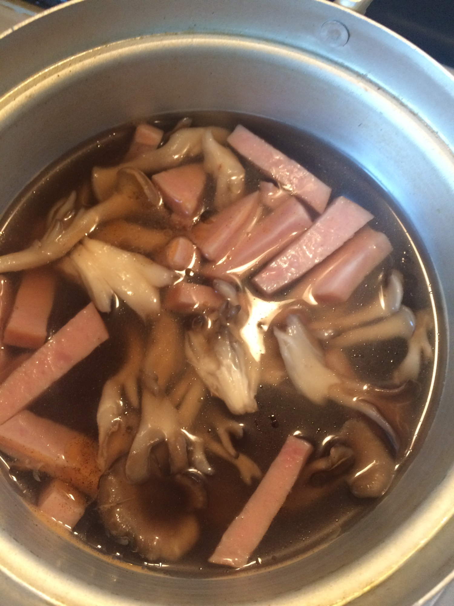スープジャーレシピ♪厚切りハムと舞茸のスープ