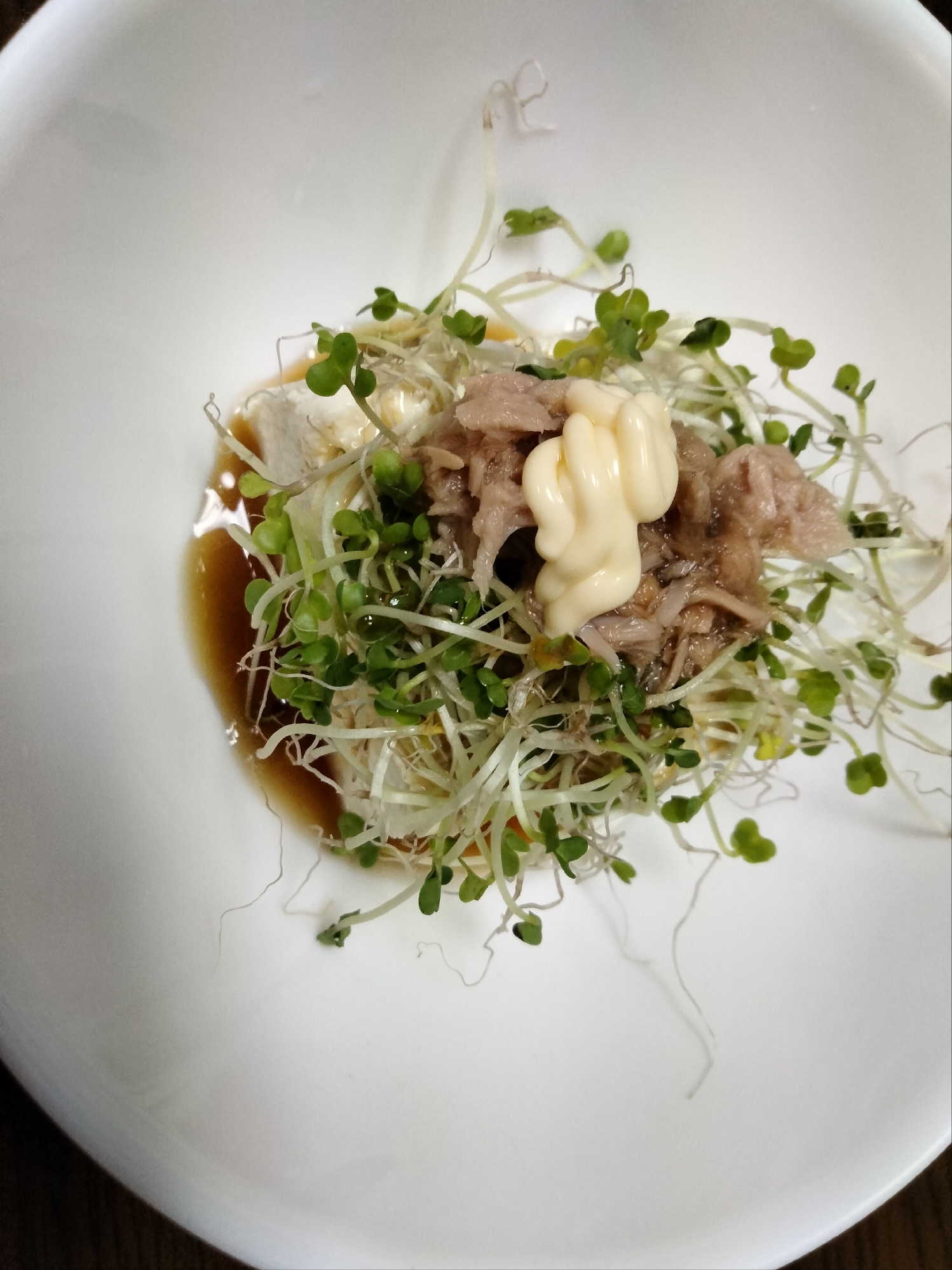 冷奴アレンジ スプラウト&ツナマヨ