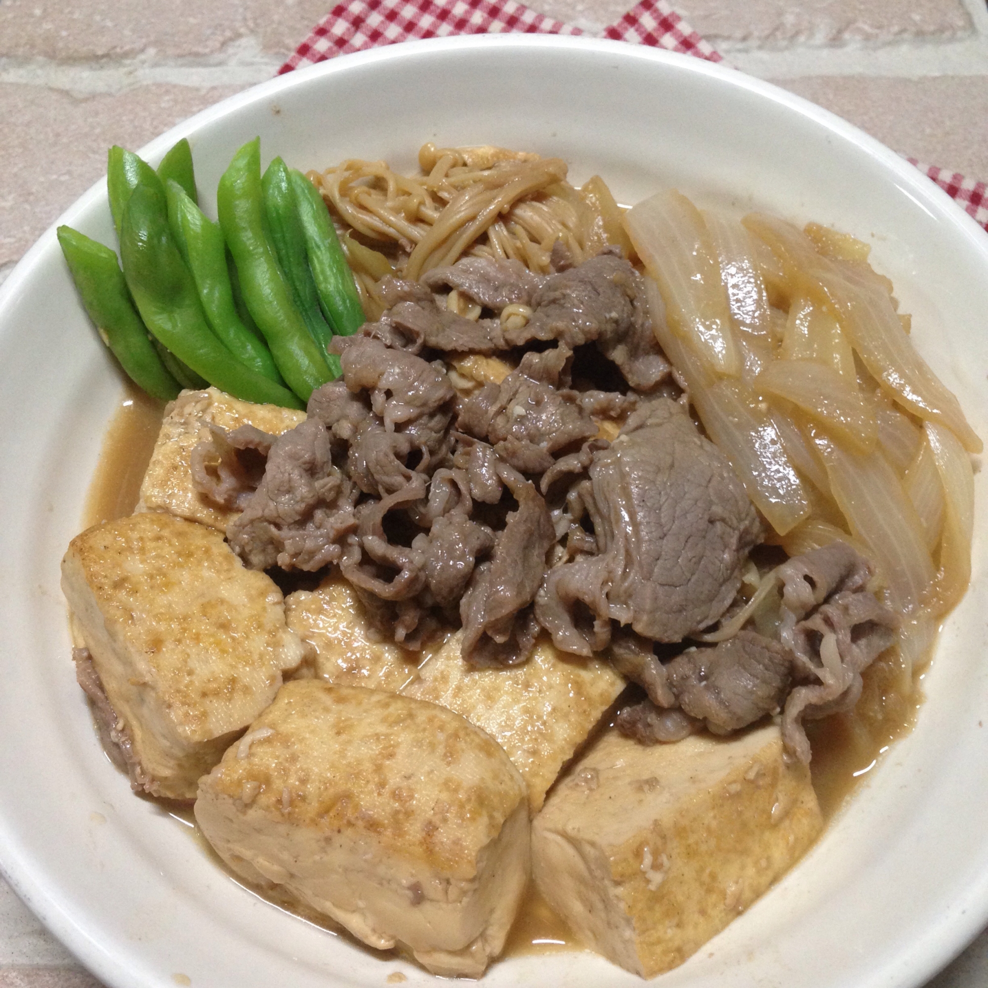 牛切り落とし肉と木綿豆腐de肉豆腐♪