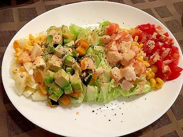 ハロウィンにカラフルコブサラダ レシピ 作り方 By 週末は男子厨房 楽天レシピ ハロウィンにカラフルコブサラダ レシピ 作り方 By 週末は男子厨房 楽天レシピ