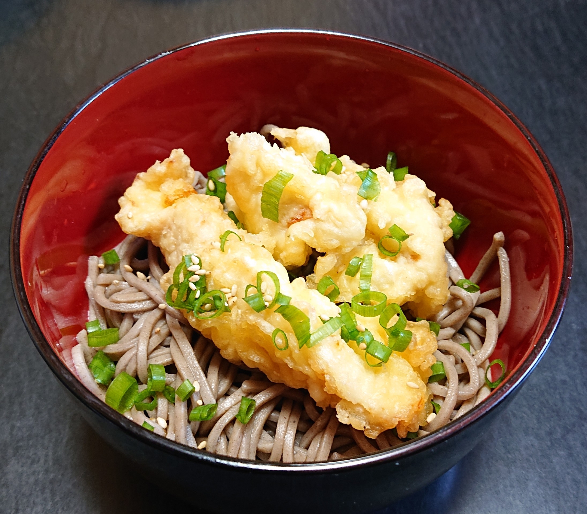 冷やしぶっかけ鶏天蕎麦