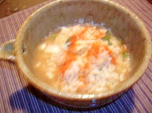 湯豆腐の〆は唐辛子の入った雑炊！