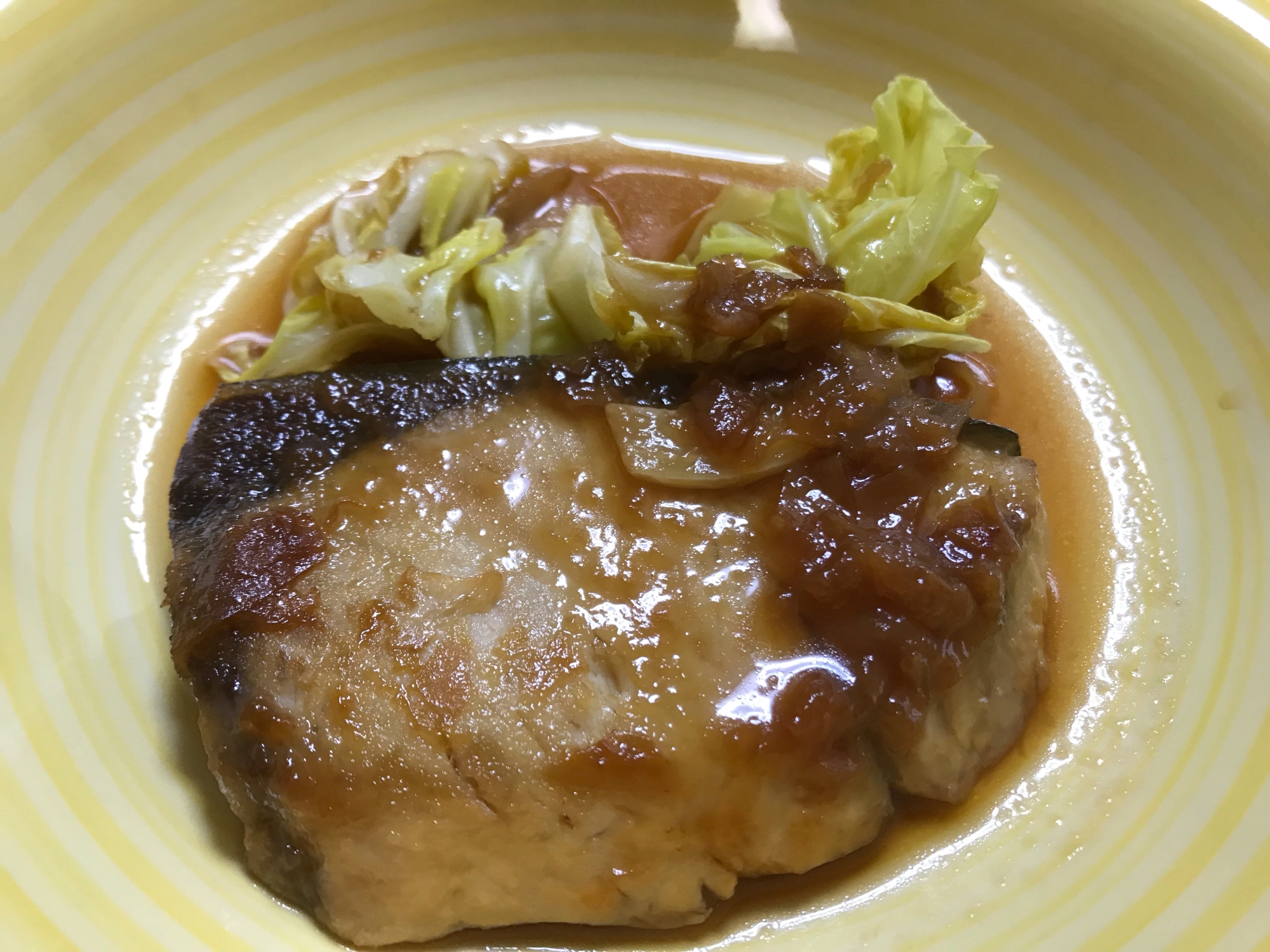 ぶりの梅照り焼き