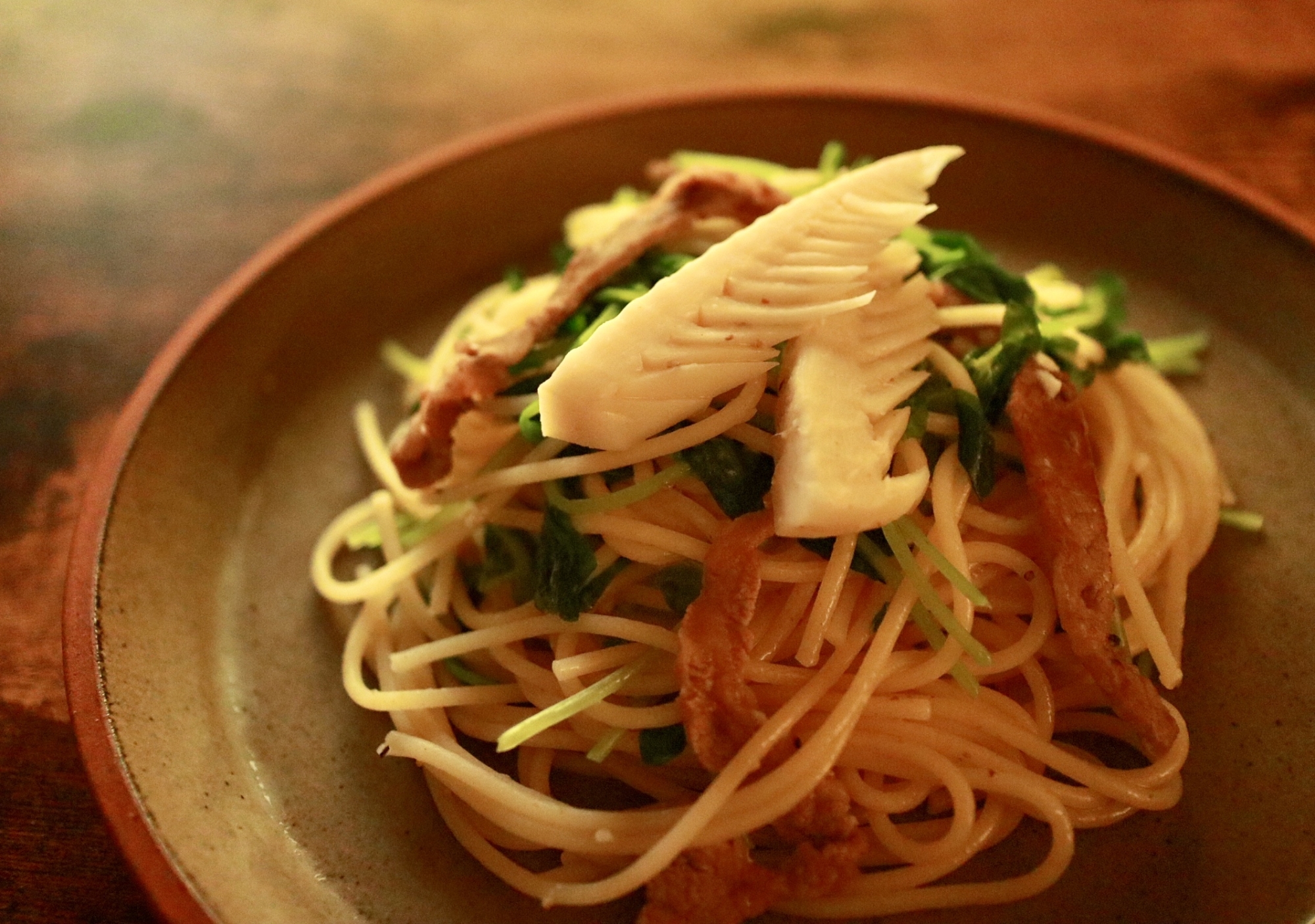 たけのこと牛肉の塩パスタ