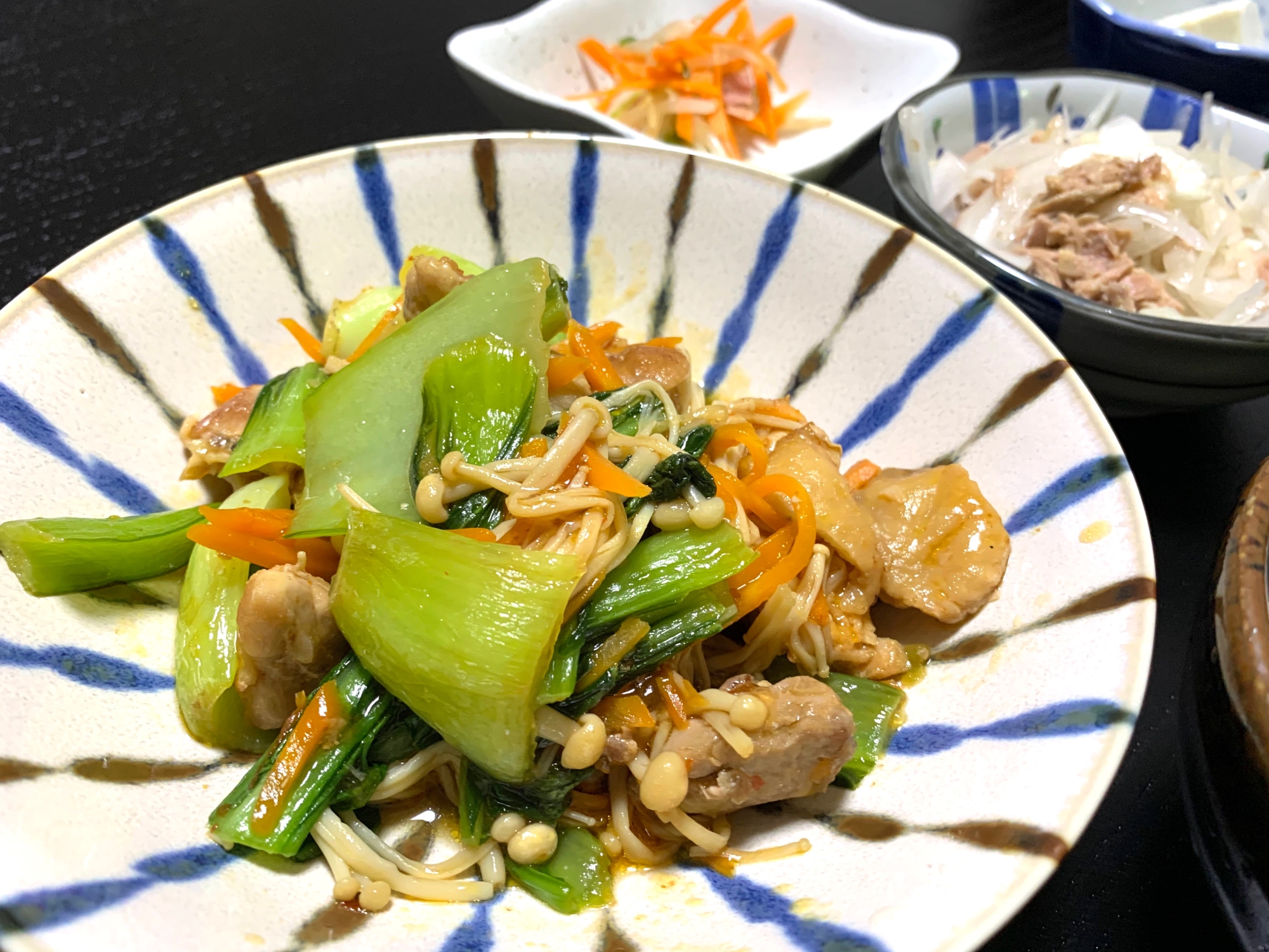 鶏モモ肉と青梗菜の甘辛炒め