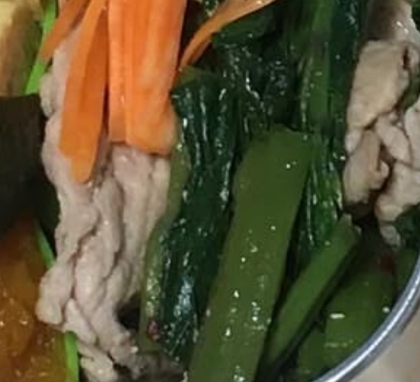 つる紫と豚肉の炒め物