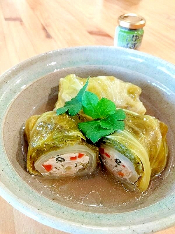 鶏と柚子胡椒のロールキャベツ～パン粉無し