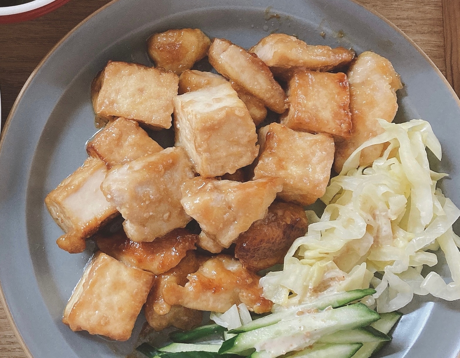 鶏むね肉と厚揚げの味噌照り焼き