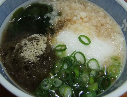 とろろ昆布と手作り天かすのうどん(o^^o)