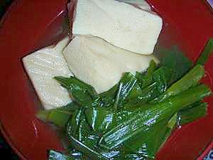 高野豆腐とわけぎの煮物