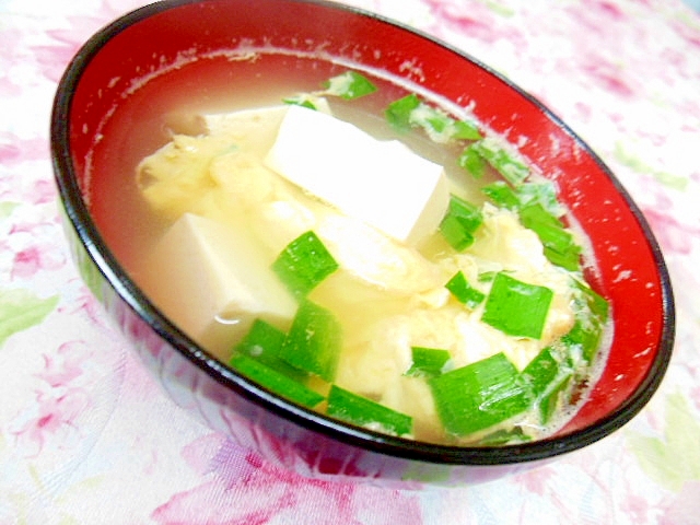 トウモロコシの芯de❤豆腐と卵とニラのスープ❤