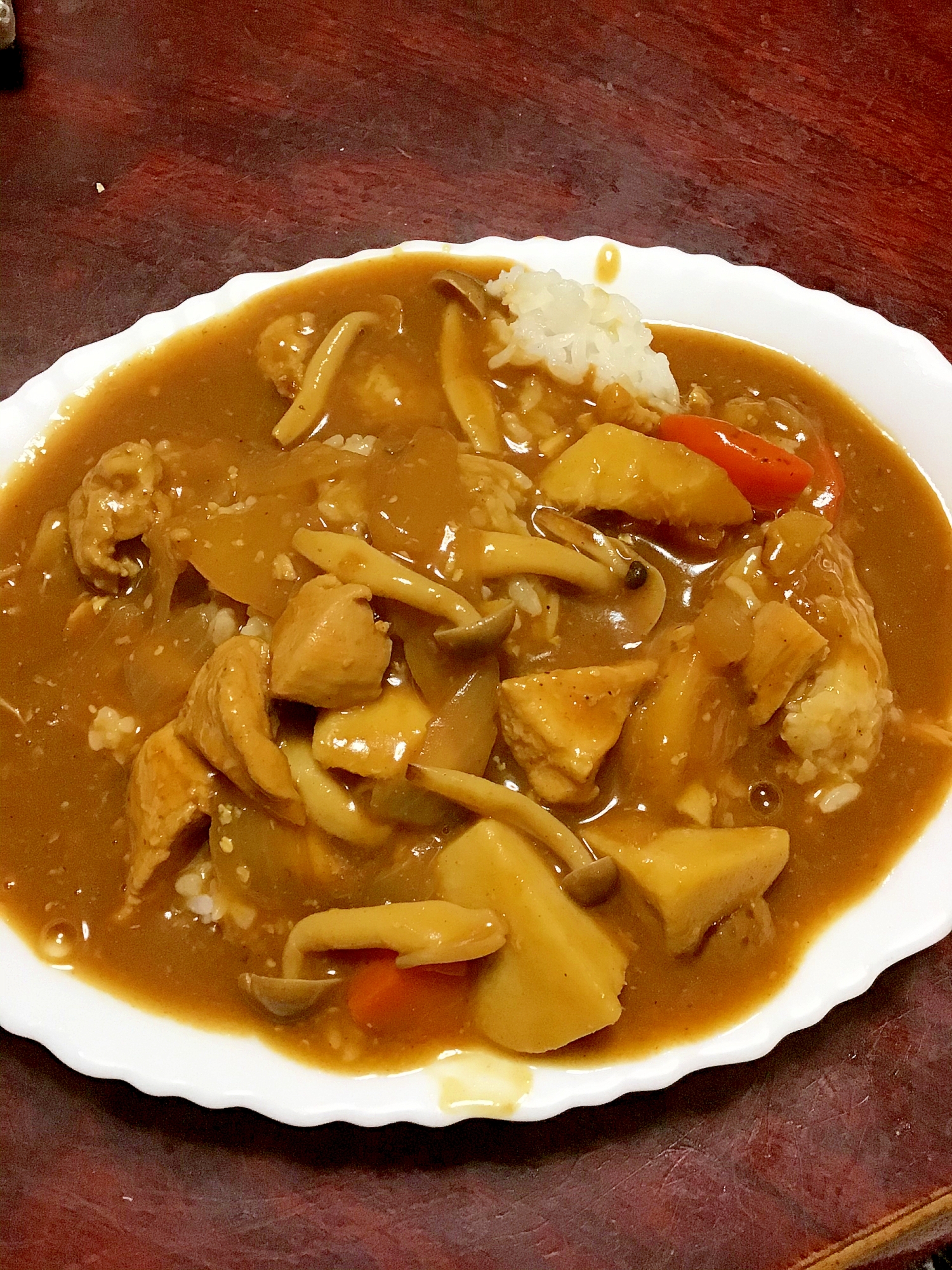 シメジと鶏ムネの酒粕入りカレー。