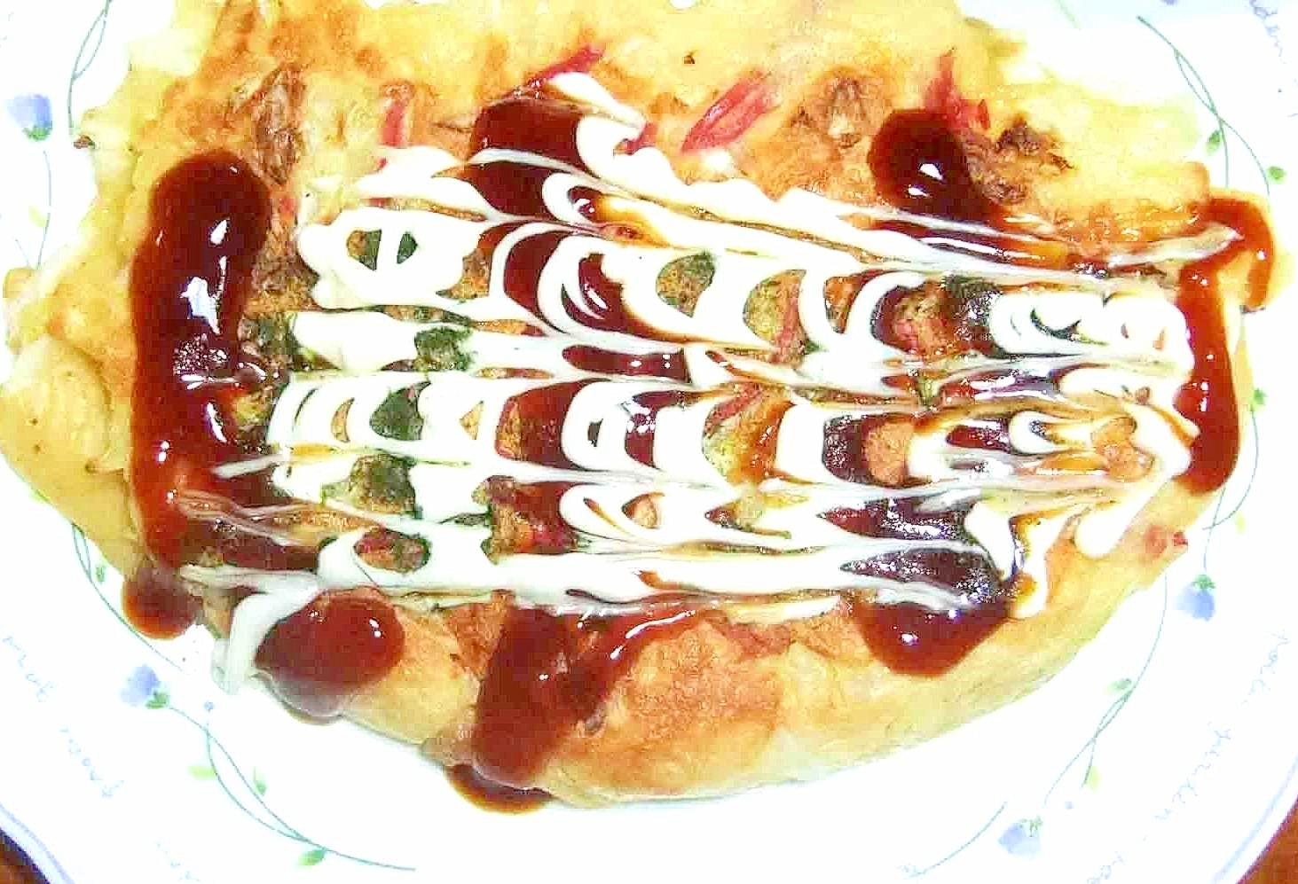 モヤシと揚げ玉でお好み焼き