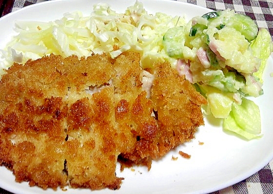 卵なしで作るとんかつ☆ポテトサラダ添え