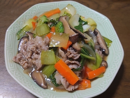 チンゲン菜と豚肉の中華風炒め煮