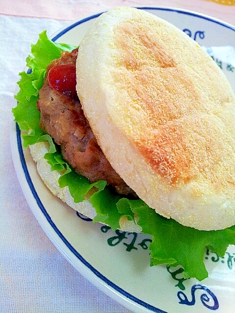 Ｅマフィンサンド✿ハンバーグ＆マスタード❤