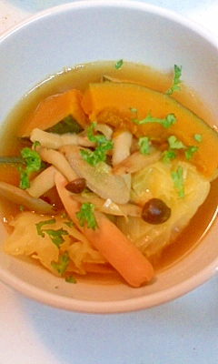 ごぼう・きのこ・かぼちゃのカレースープ