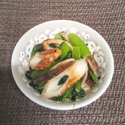小松菜と豚肉炒めしょうがプラス