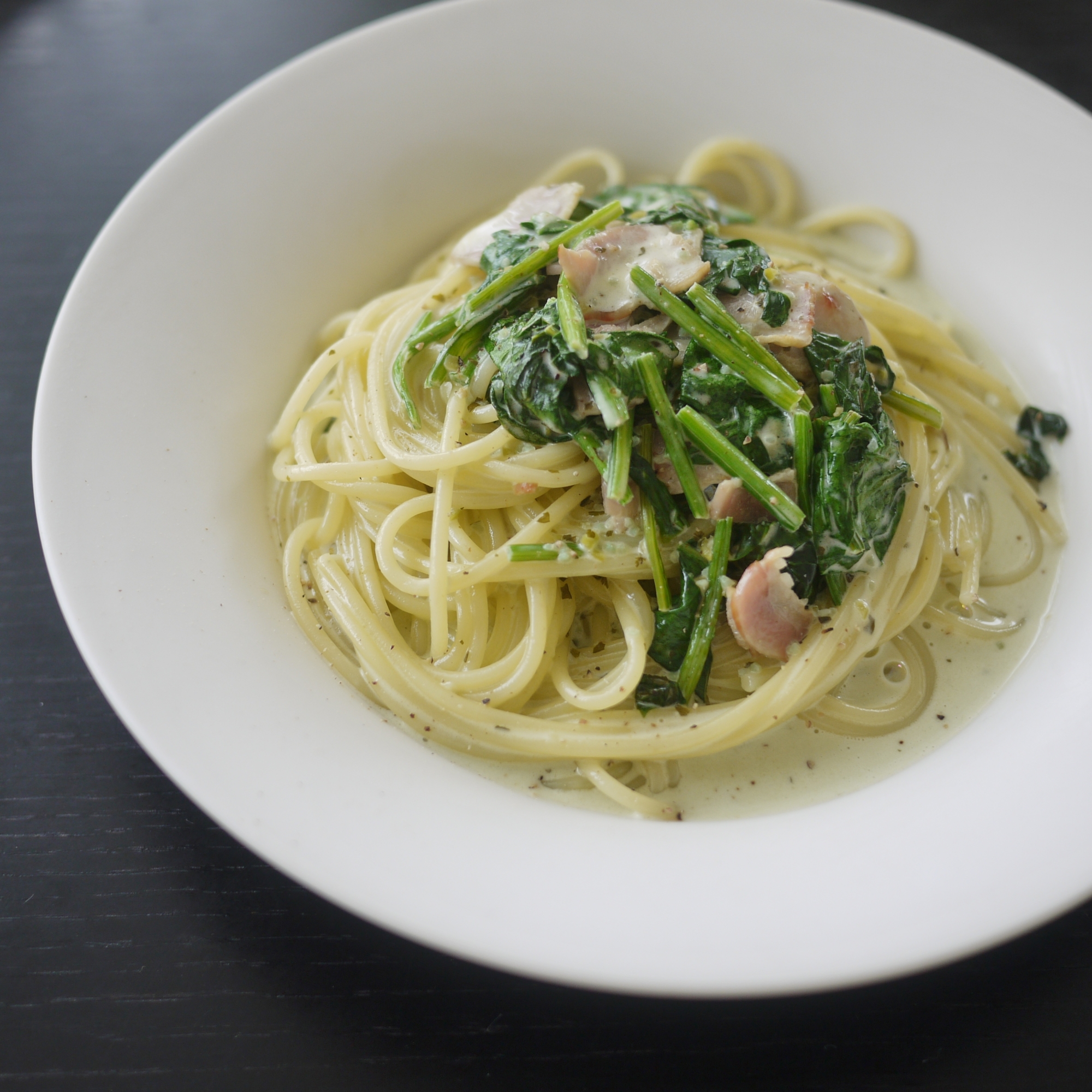 ベーコンとほうれん草のバジルクリームパスタ レシピ 作り方 By ハイジ8515 楽天レシピ ベーコンとほうれん草のバジルクリームパスタ レシピ 作り方 By ハイジ8515 楽天レシピ