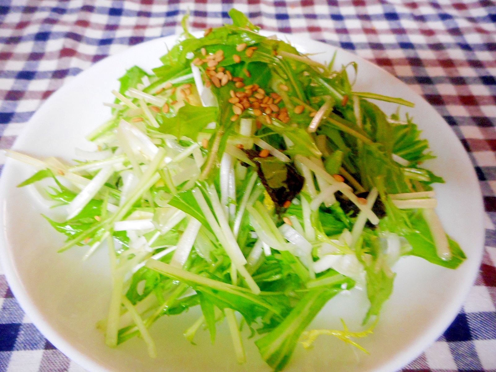 水菜のネギ塩サラダ