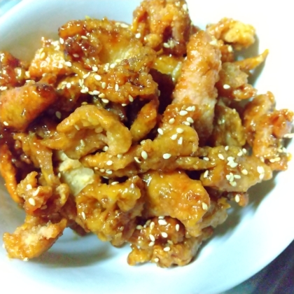 カリッとジューシー♫鶏皮の甘辛焼き