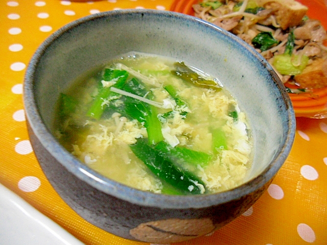 白だしで作る 小松菜とえのきのかき玉汁 レシピ 作り方 By ミスチバス 楽天レシピ