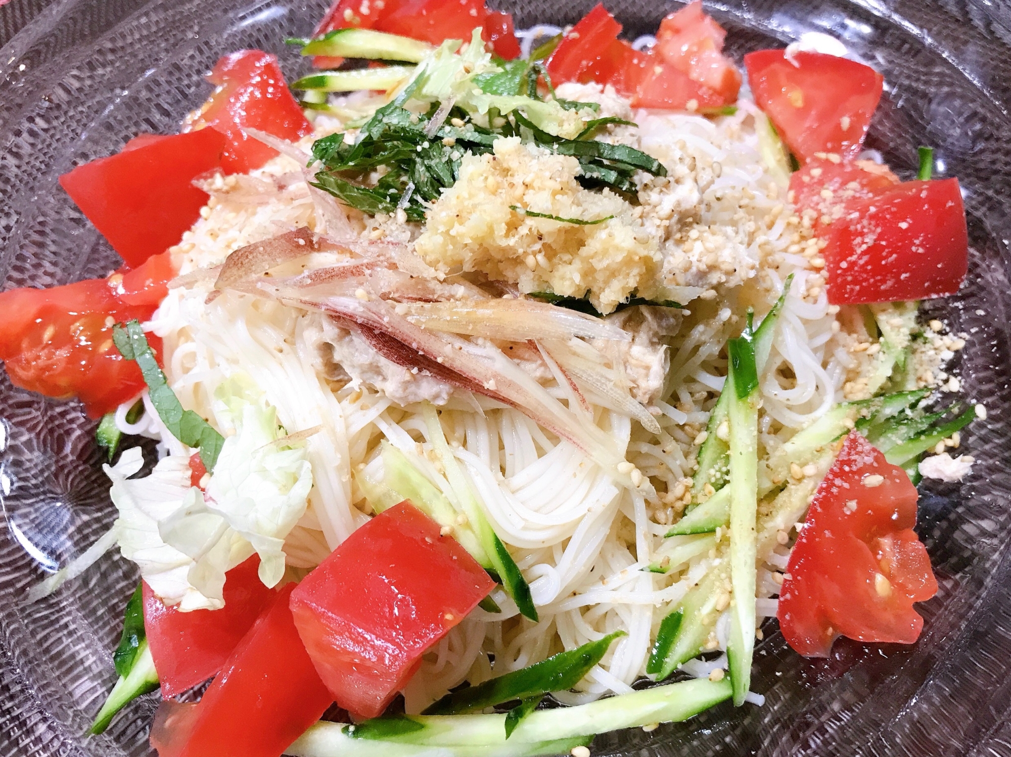 夏☆ツナマヨとトマトのぶっかけ素麺