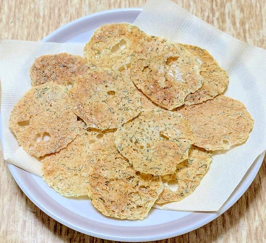 レンジで簡単♪豆腐のサクサク海苔塩チップス