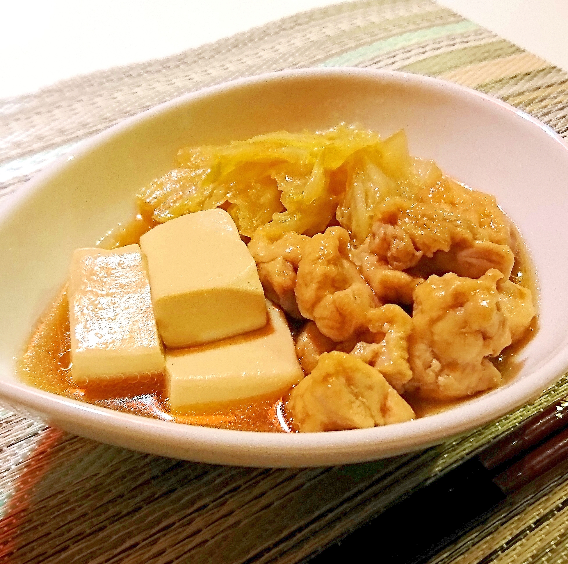 鶏肉と白菜と豆腐の和風煮