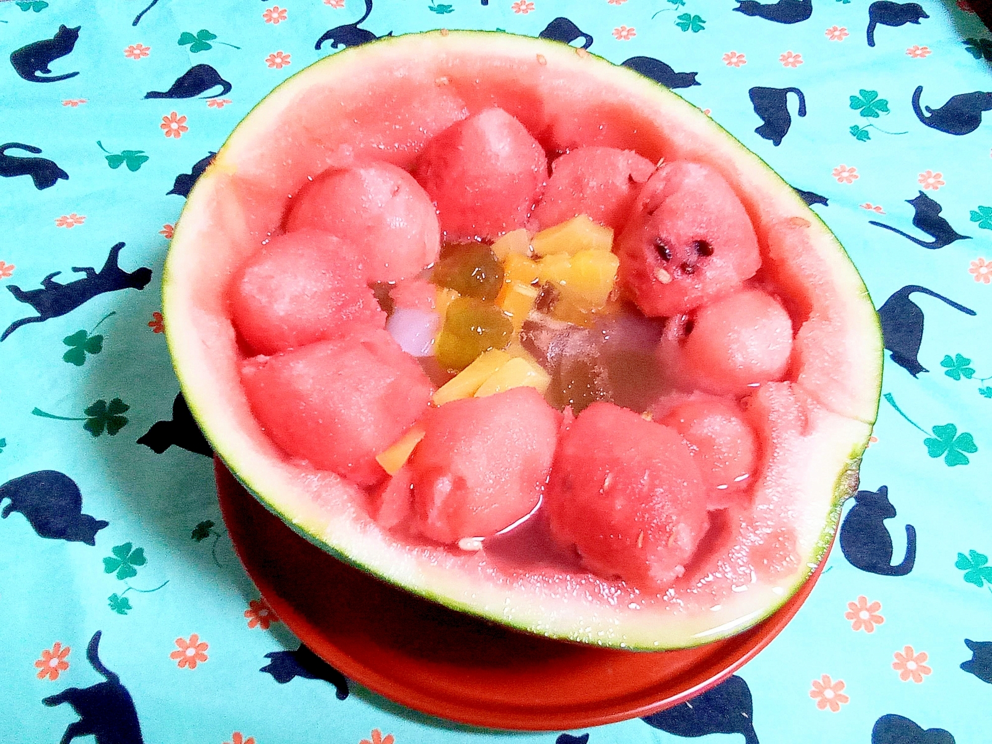 わらび餅餅入りフルーツポンチ