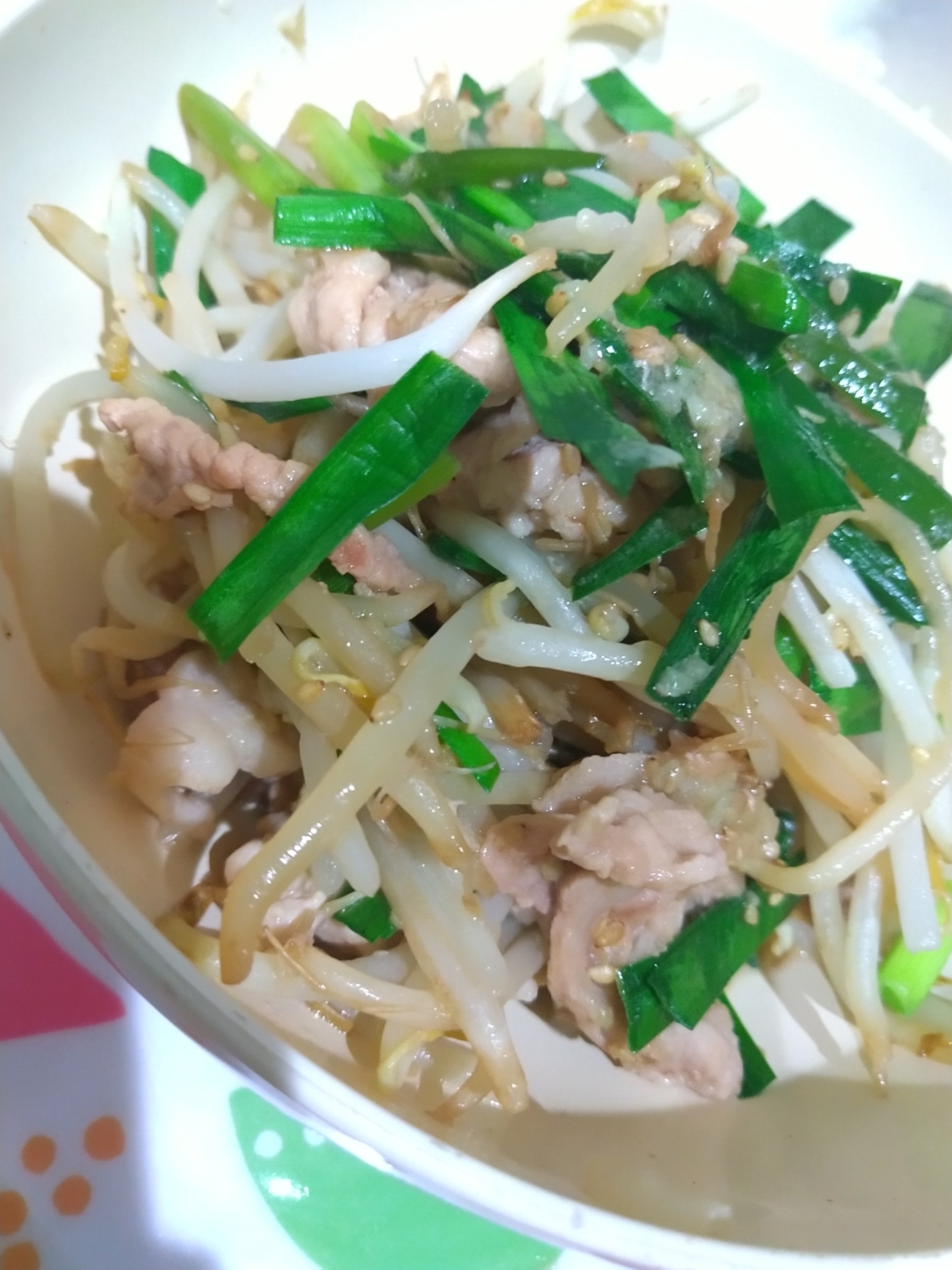 豚肉とニラもやしの中華炒め