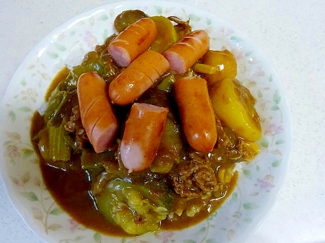 ソーセージトッピングで 夏野菜カレー レシピ 作り方 By Miminaomomo 楽天レシピ
