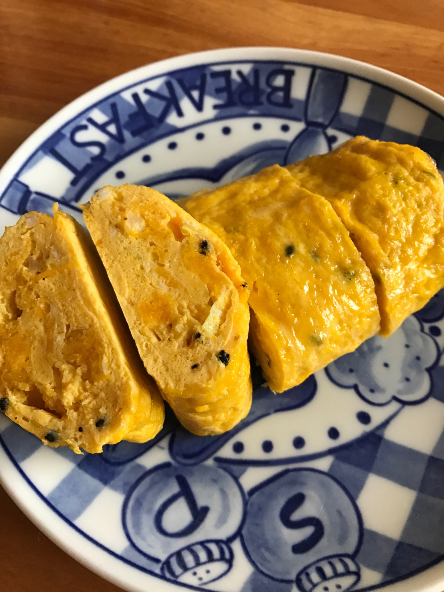 カボチャマッシュとキャベツの卵焼き