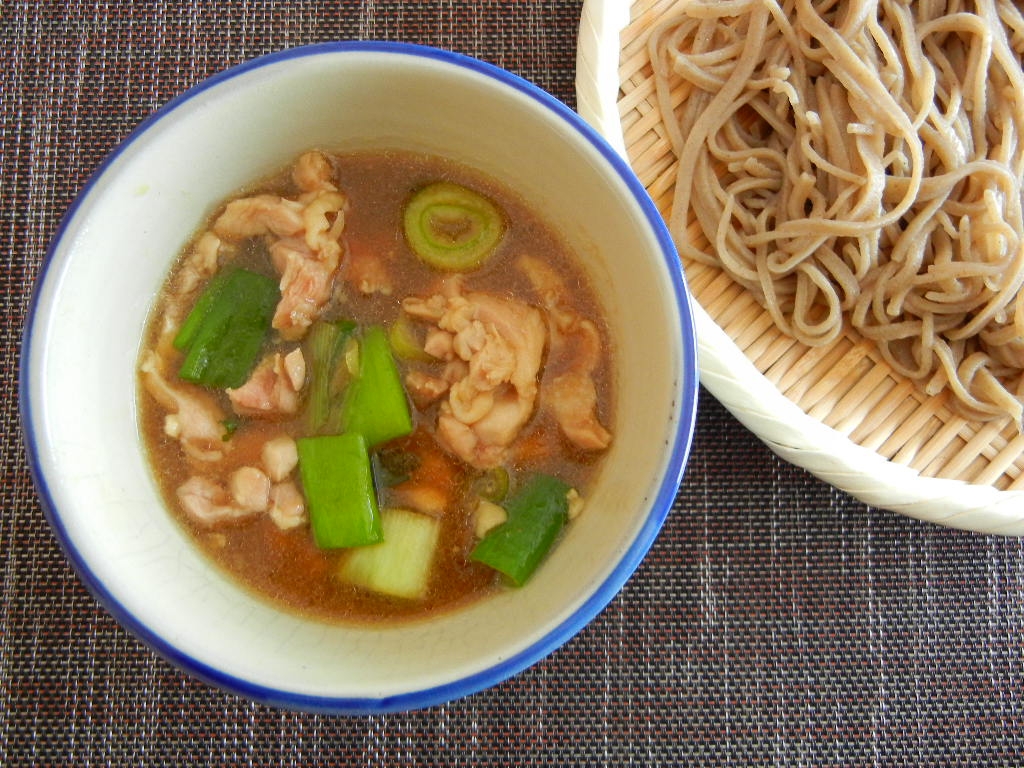 鶏もも肉とネギのつけ蕎麦