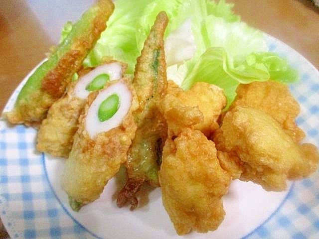 氷「豆腐」の唐げとちくわ野菜天ぷら