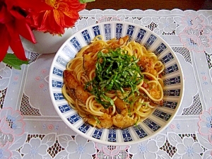 塩サバと梅干しの和風パスタ