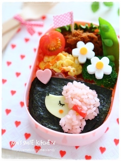 キャラ弁*ふわふわヘアのプードルちゃん♪