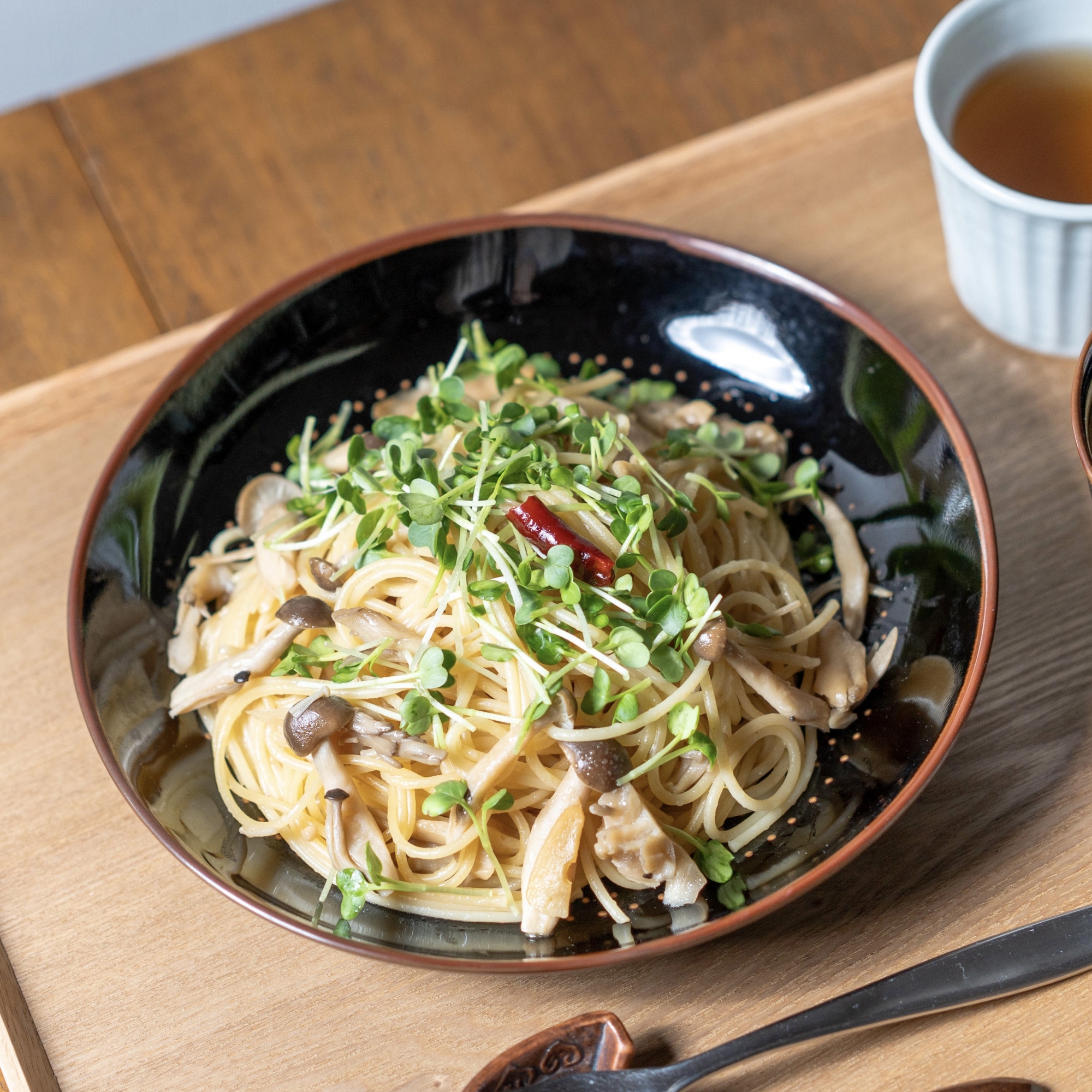 きのこの和風マリネのスパゲッティ