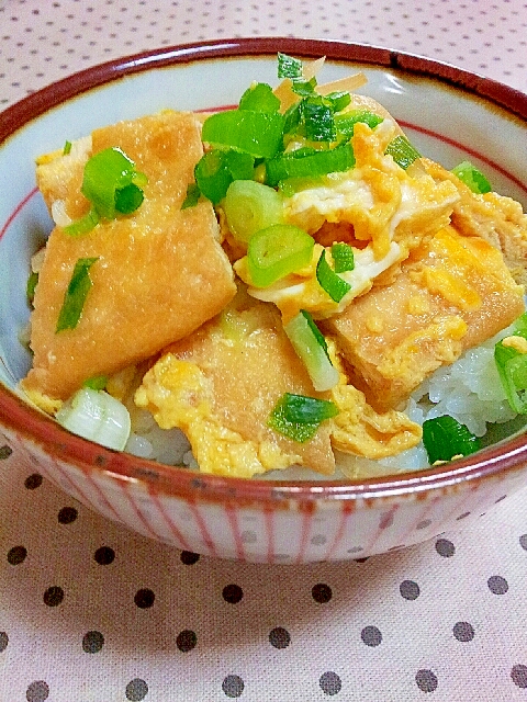 油揚げで簡単✿味付けはめんつゆで❤きつね丼