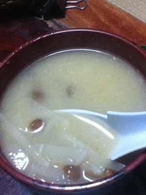 ナメコと大根の、鶏がら味噌スープ