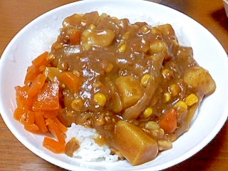 にんにく入り、合びき肉カレー