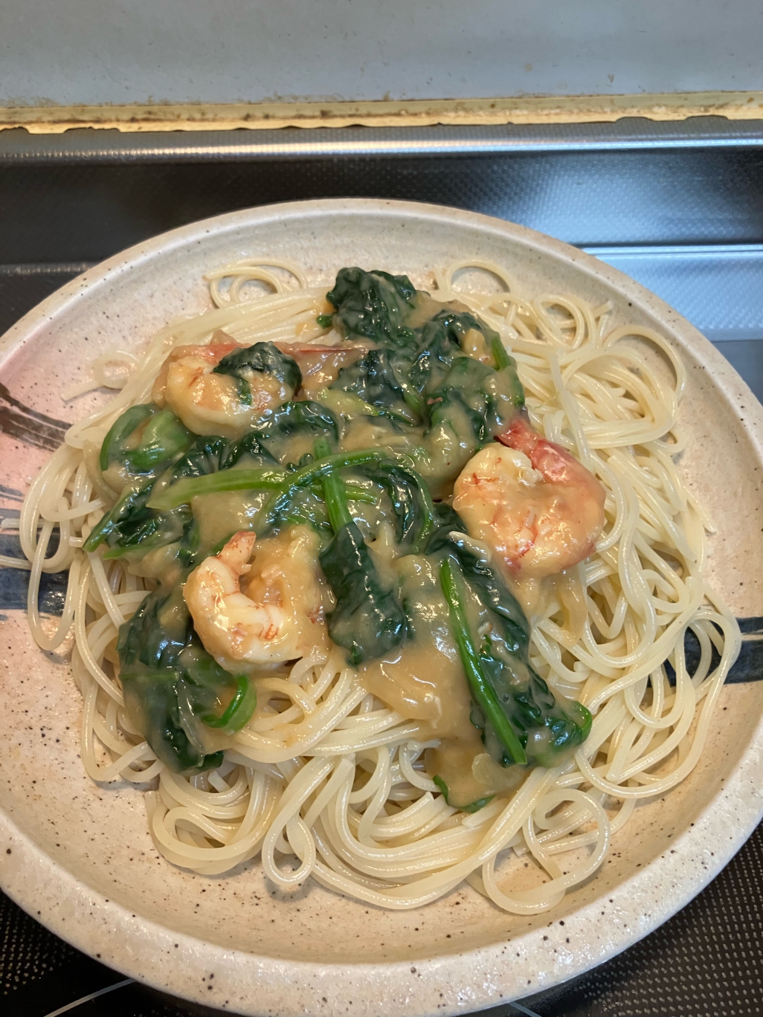 簡単♪有頭赤エビのアメリケーヌソース風パスタ^_^