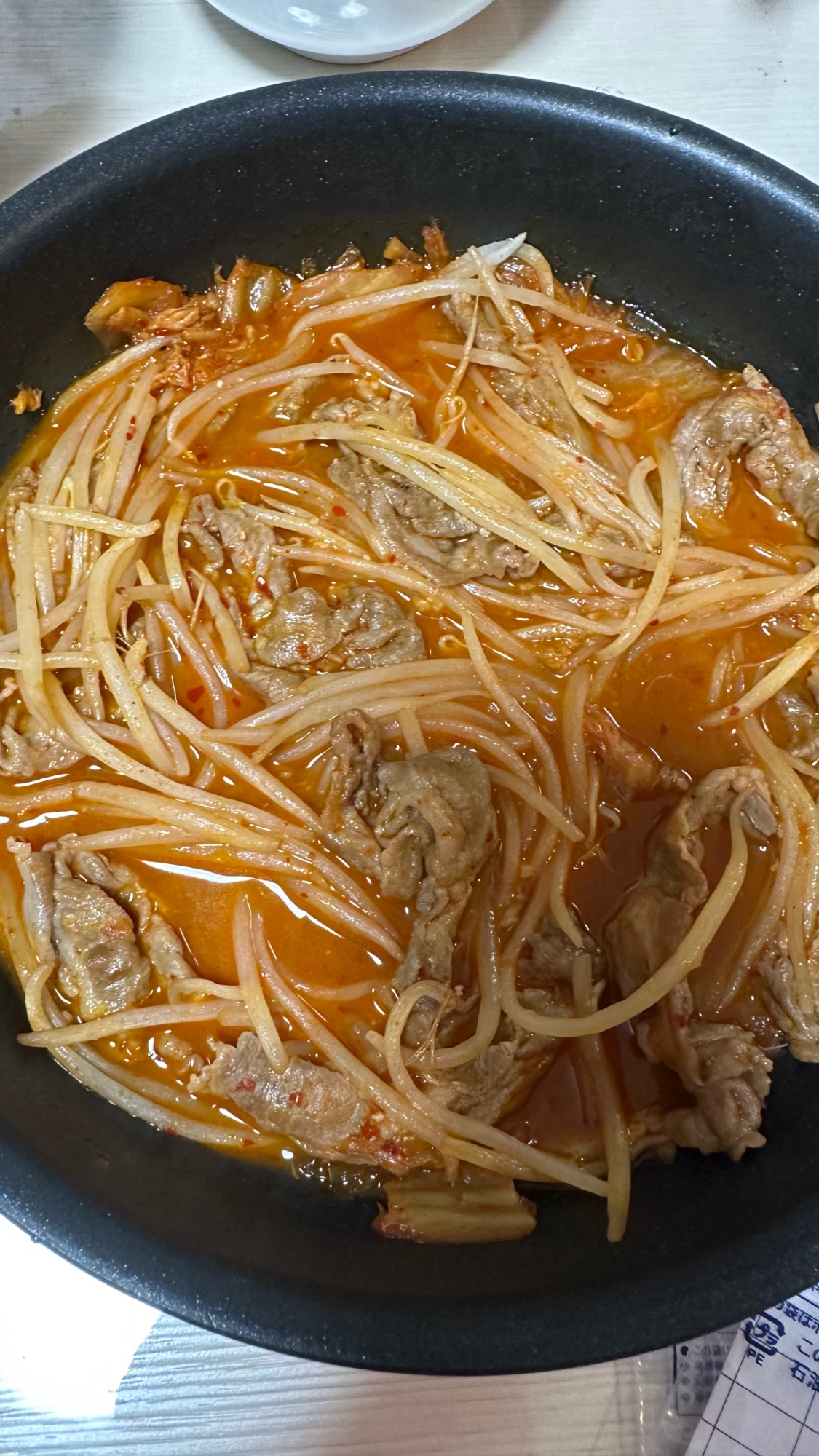 味噌キムチもやし豚肉炒め