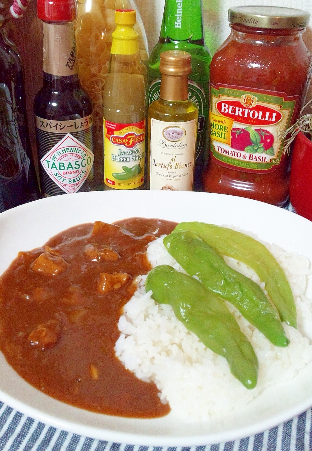 角煮カレー・トッピングはピーマン☆