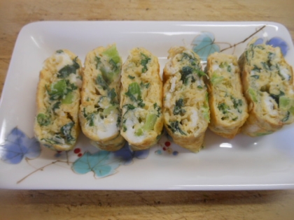 小松菜とシラスの卵焼き～チーズ風味