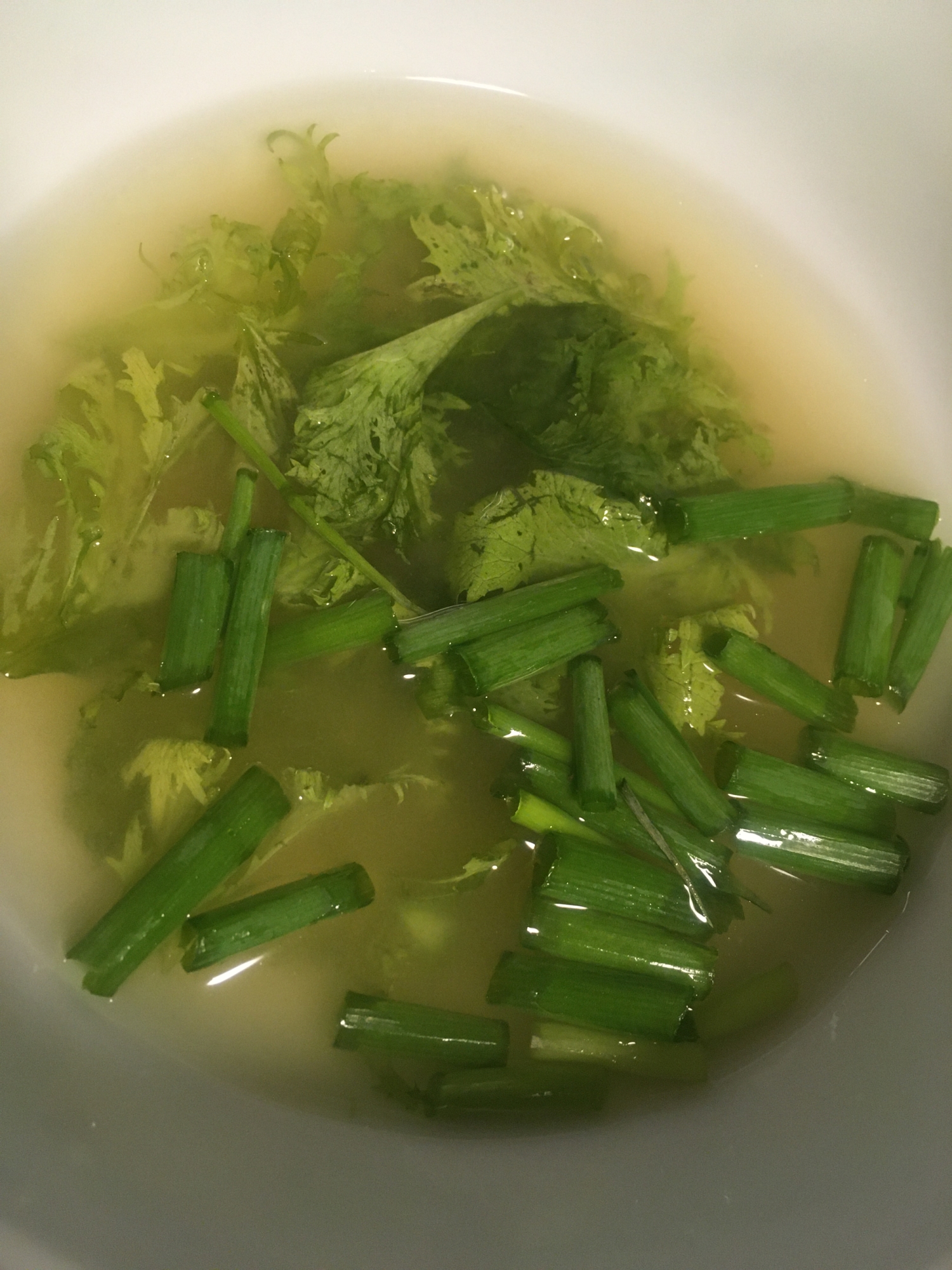 ワサビ菜と小葱の味噌汁