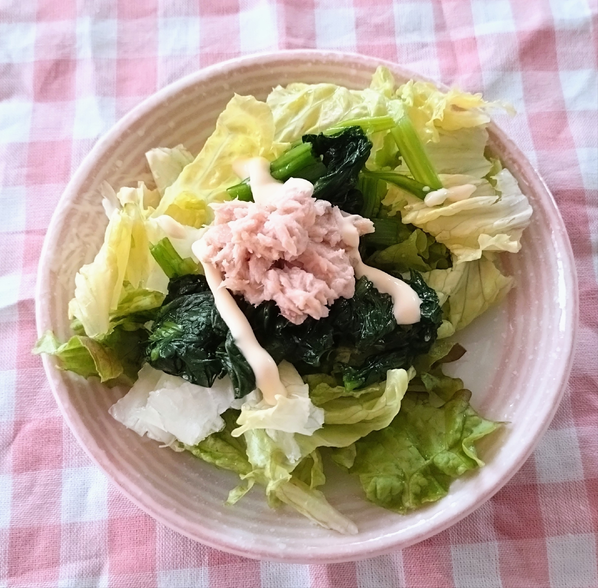 レタスとほうれん草のツナサラダ☆