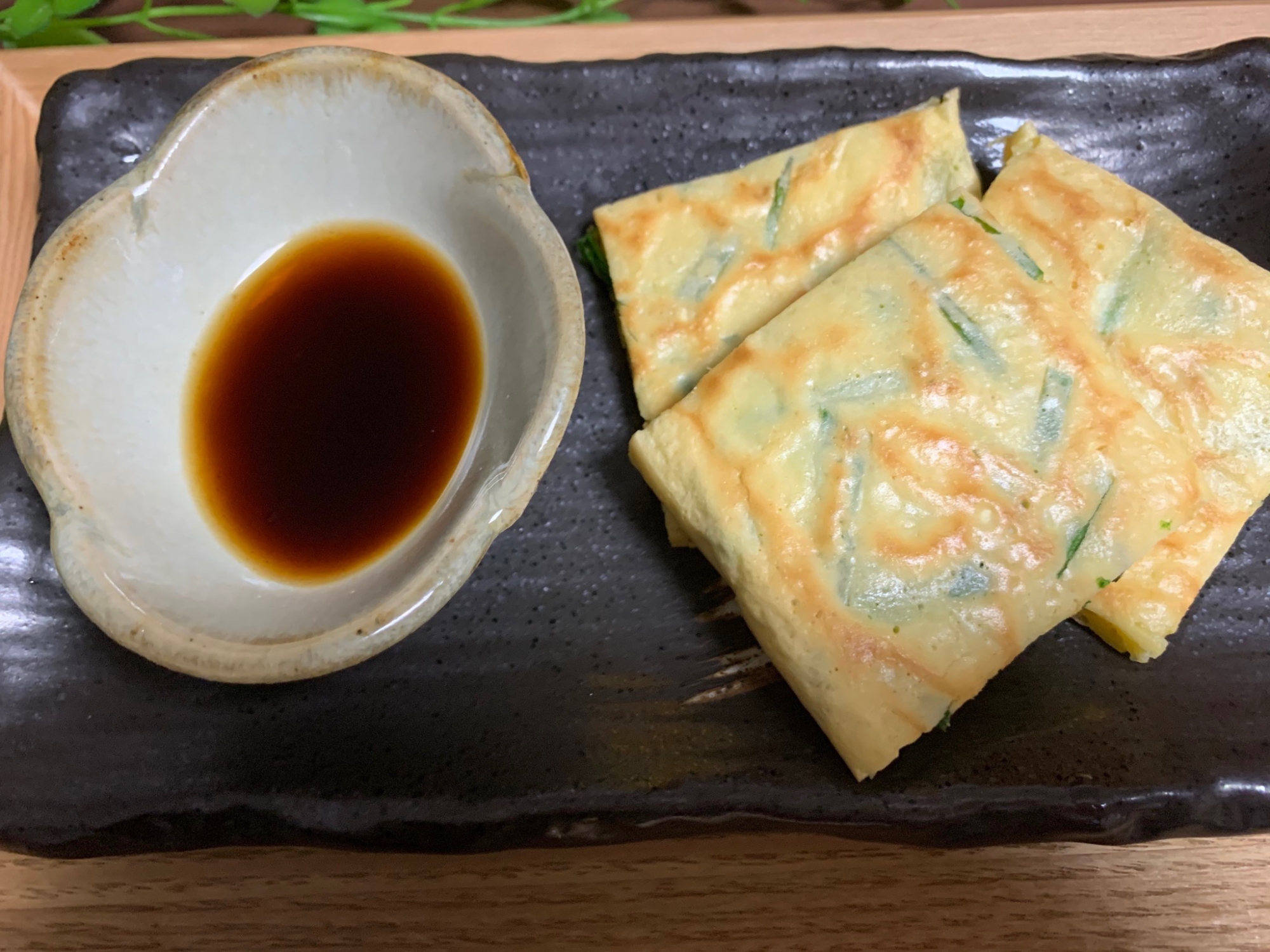 混ぜて焼くだけ✨玉子焼き器DE簡単チヂミ♫