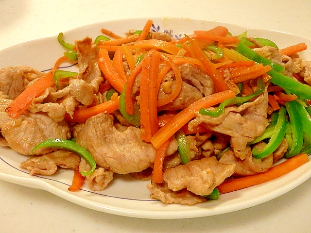 にんじんとピーマンと豚こまの塩にんにく炒め レシピ 作り方 By めい 楽天レシピ