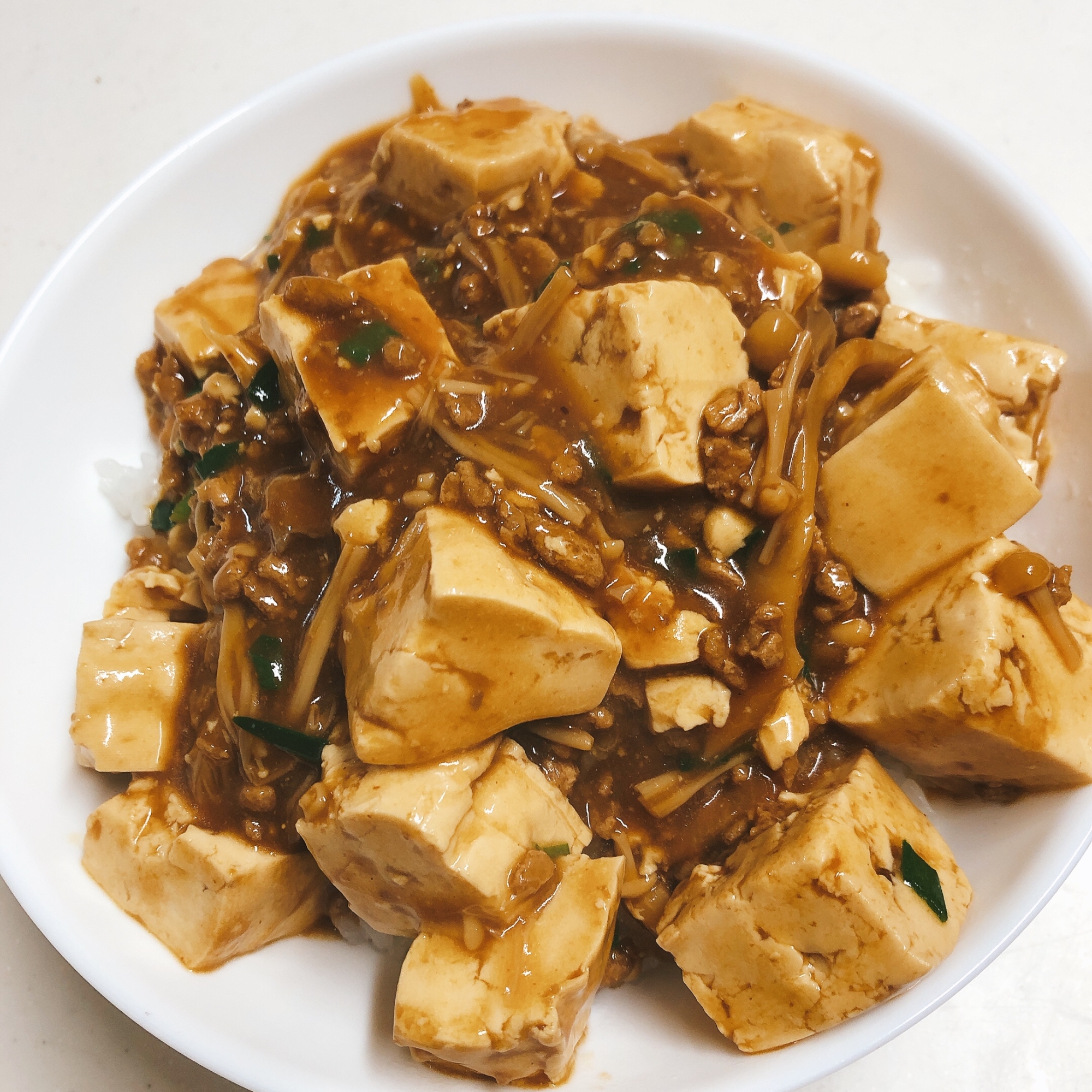 豆腐の肉味噌あんかけ丼♪